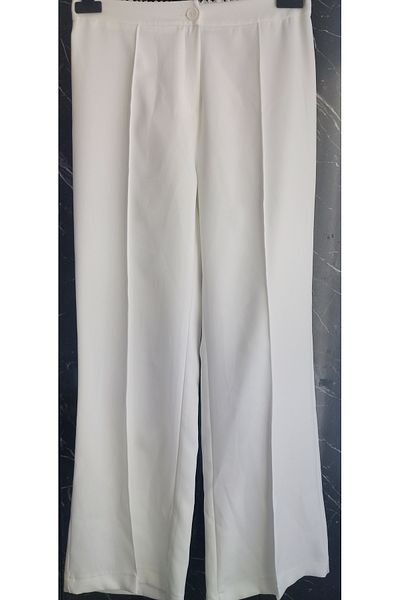 Dagü Design Women's Striped Summer Ecru Crepe Trousers