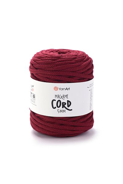 Yarnart Κορδόνι Macrame 5 mm - Μακραμέ Χειροποίητο Νήμα Πλεξίματος Claret Red-781