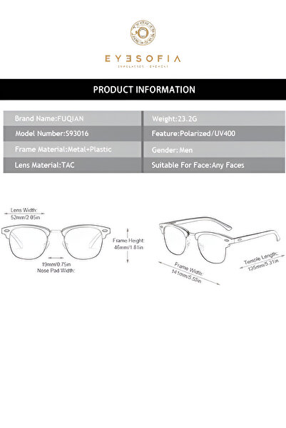 Eyesofia Clubmaster Unisex Black Uv400 Glass Ce Certificated Sunglasses