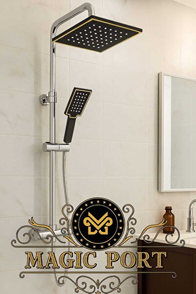 MAGIC PORT Robot Yağmurlama SİYAH Tepe Duş Başlığı Seti MAGIC PORT Lüx
