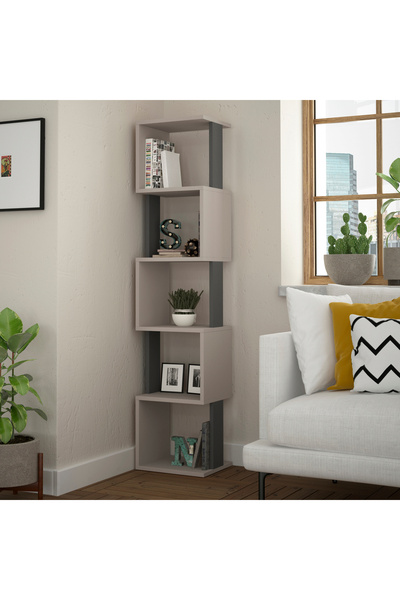 Mourah Home Piri Modern Bookcase Display Unit Mocha Grey