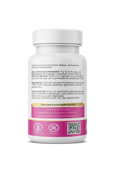 NUTRIFIC Cla 1000mg, Safflower Oil, Weight Loss, Energy, 90 Softgels,