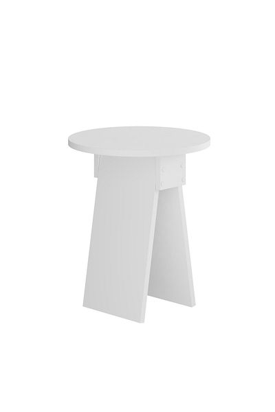 Mourah Home Modern Chen Side Table White Round Shape Coffee Table Living Room