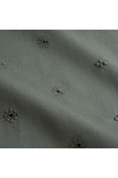 Ecocotton Ahter Double Duvet Cover Set 100% Organic Cotton Satin Embroidered Green 200x220 cm