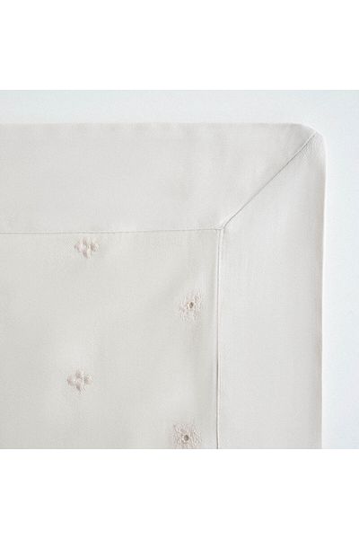Ecocotton Ahter Double Duvet Cover Set 100% Organic Cotton Satin Embroidered Beige 200x220 Cm
