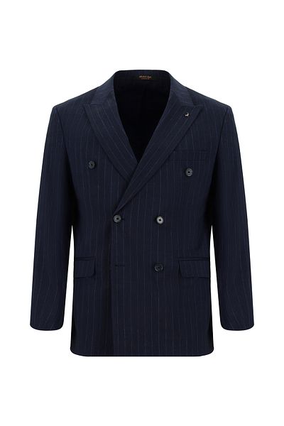 Abdullah Kiğılı Linen Striped Regular Fit Double Breasted Suit