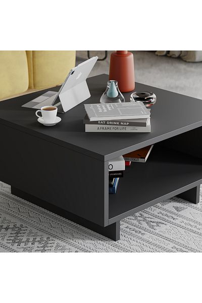 Mourah Home Hola Modern Coffee Table Anthracite Grey Multipurpose H 32cm Dark Grey