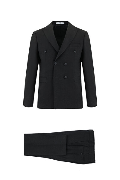 Kiğılı Slim Fit Dar Kesim Yünlü Kruvaze Takım Elbise