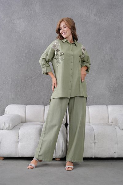 BURRASCA Embroidered Stone Linen Suit