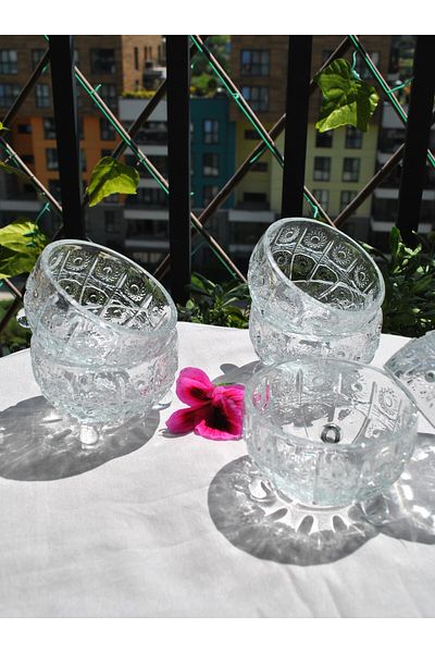 Purelegant 6-Piece Crystal Glass Presentation Set - Standing Snack Bowl, for Tableware and Breakfast (8X8X5 CM)