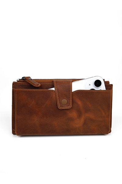 Meskanto Olivia Genuine Leather Long Women's Wallet with Phone Compartment
