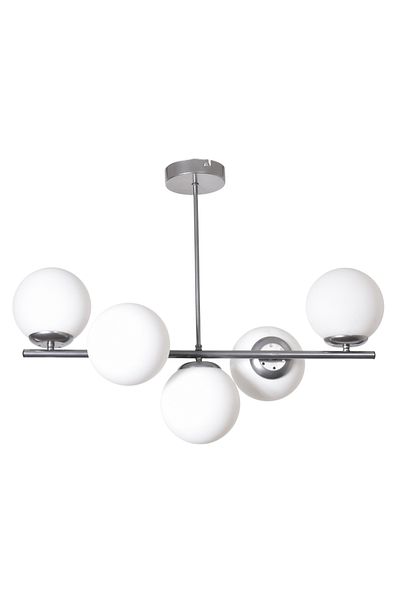 Modavize Roman Modern Design Living Room Dining Room Kitchen Gray Color White Glass Row 5-Piece Chandelier