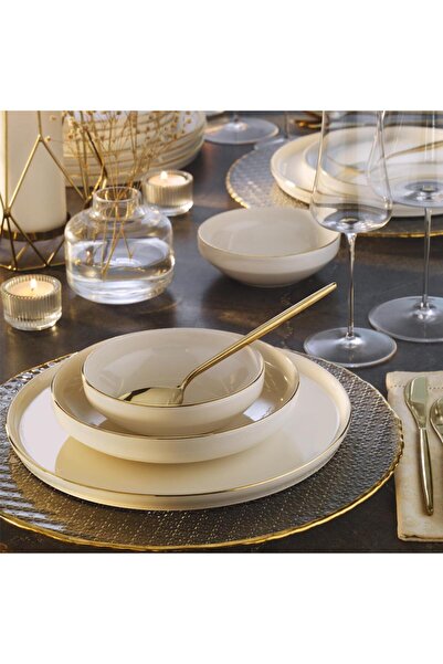 OLİKA Mira 24 Parça Altın Porselen Yemek Takımı