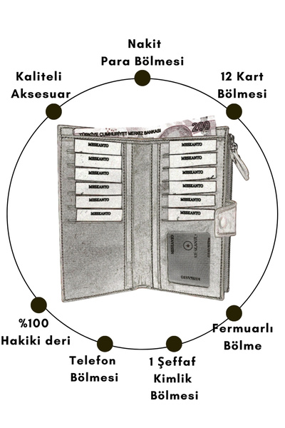 Meskanto Olivia Genuine Leather Long Women's Wallet with Phone Compartment