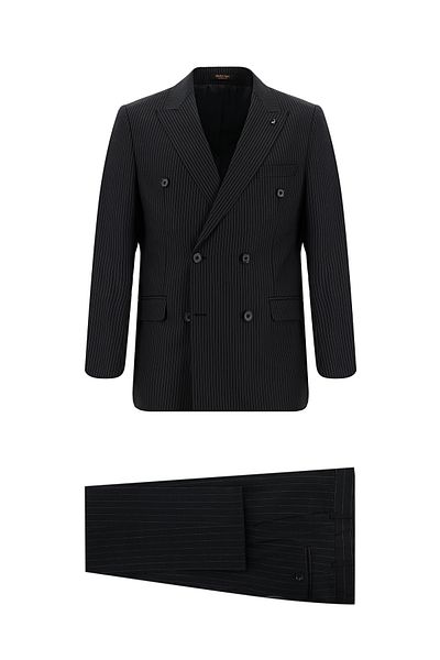 Abdullah Kiğılı Linen Striped Regular Fit Double Breasted Suit
