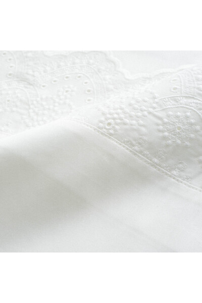 Ecocotton Ahter King Size Duvet Cover Set 100% Organic Cotton Satin Embroidered Cream 240x220 Cm