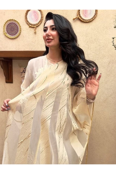 fiore fashion Suit Cotton Inner Dress Color Beige Coming Kaftan Abaya Bisht Thin Fabric Is Suitable for Size 38-46 145 cm