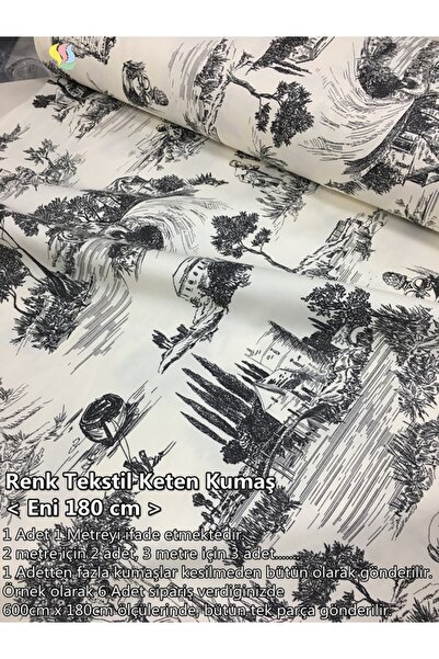 Renk Tekstil Fransız Esintisi DUCK Keten Kumaş - Döşeme - Dikiş - Minder Kapl...