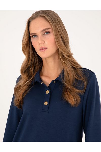Pierre Cardin Navy Blue Regular Fit Modal Fabric Knitted Dress 50308163 -Vr033
