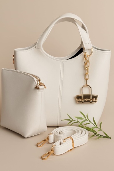 ŞİMŞEK KIRTASİYE BİJUTERİ A Quality Women's Hand and Shoulder Bag with 2 Piec...
