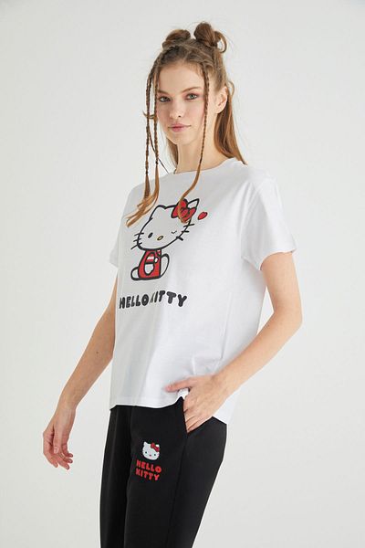 Hello Kitty Tricou de bază imprimat cu licență Bumbac relaxat
