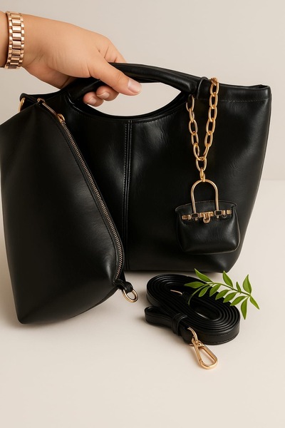 ŞİMŞEK KIRTASİYE BİJUTERİ A Quality Women's Hand and Shoulder Bag with 2 Piec...