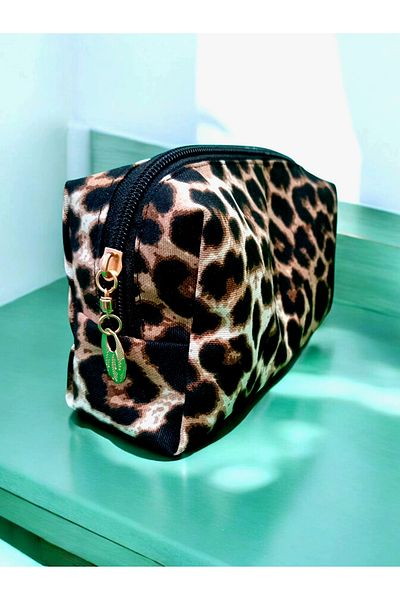 nartella Leopard Patterned Makeup Bag - Medium Size Cosmetic and Organizer Bag