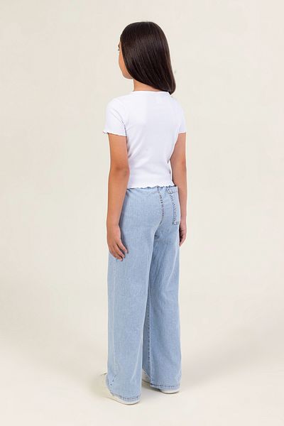 DMB BOYS & GIRLS Wide Leg Wide Leg Jean Girls' Trousers with Elastic Waist