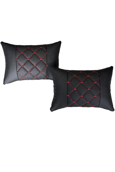 AYAZGRUP Pernă pentru gât auto vehicul matlasată cu model roșu cusut pernă ortopedică 2 buc