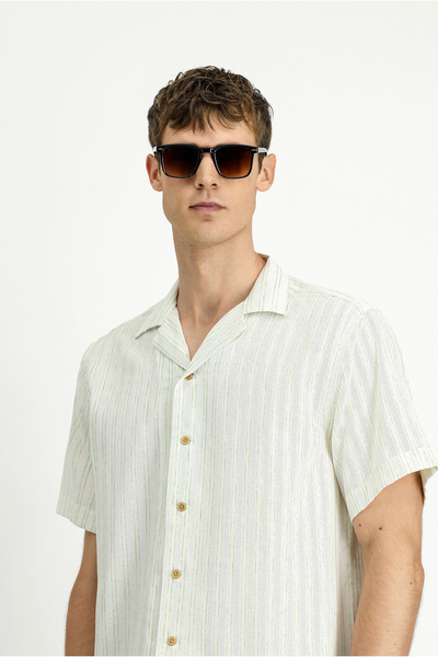 Kiğılı Κοντομάνικο βαμβακερό αθλητικό ριγέ πουκάμισο με κανονική εφαρμογή