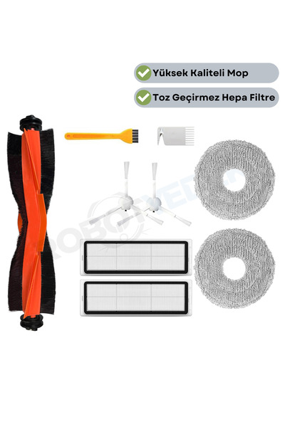 robotyedek Xiaomi S10+ (Not S10T) - مجموعة فرشاة بديلة متوافقة مع 9 قطع وممسح...