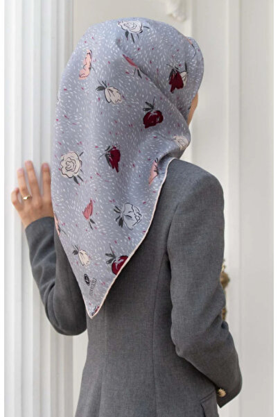 Vissona Eșarfă de mătase Tivil 17645 - 15 - 0028 - 0019 Gri cu model mixt