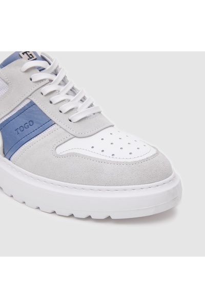 TOGO Mavi Beyaz Hakiki Deri Erkek Spor Ayakkabı [052127]