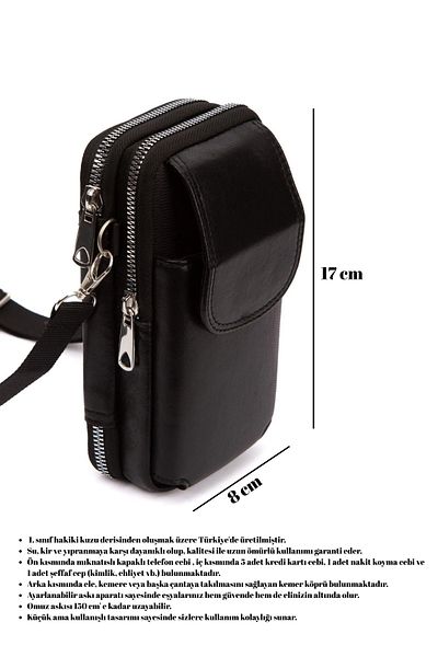 CERFF LEATHER CLUP Suport pentru telefon din piele naturală, suport pentru carduri cu curea pentru umăr și gât