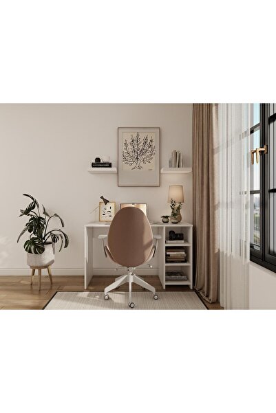 Masif Market Bergama Çalışma Masası Beyaz Renk