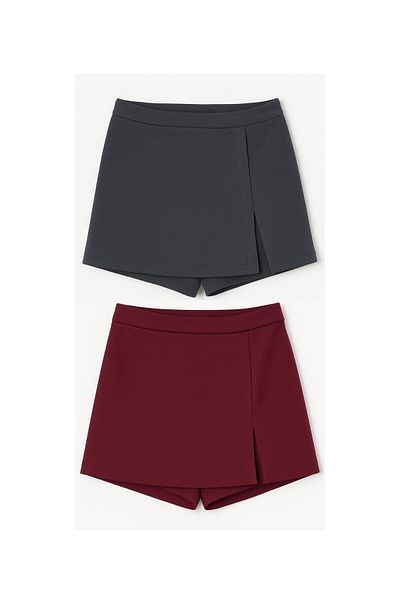 moda armanc 2-Piece Slit Mini Shorts Skirt