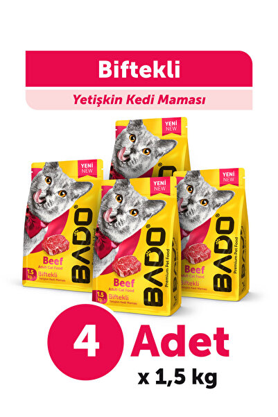 Bado Yetişkin Kedi Maması Etli Biftekli 1,5 Kg 4'lü