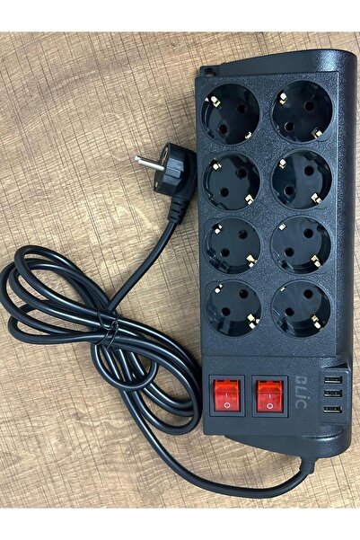 Blic Rose Teknoloji Ftr-08 3 Usb / 8 Priz Girişli Açma-kapama Düğmeli Termal Akım Korumalı Priz