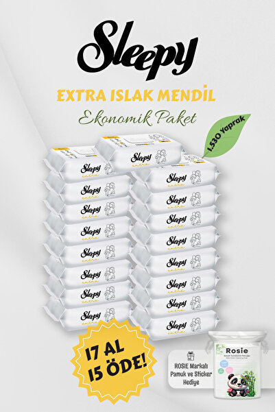 Sleepy Extra Islak Bebek Havlusu 17 Al 15 Öde Ve Rosıe Bebek Temizleme Pamuğu...