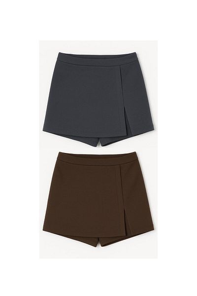 moda armanc 2-Piece Slit Mini Shorts Skirt