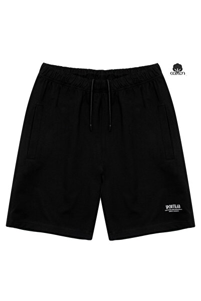Cottonland Men's Teos Relaxed Fit Medium Thick Two Thread Cotton Sweat Shorts Black