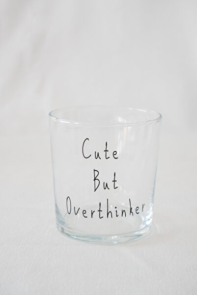 Beige & Stone "Cute but Overthinker" Glass Soft Drink & Water Glass - 380 ml