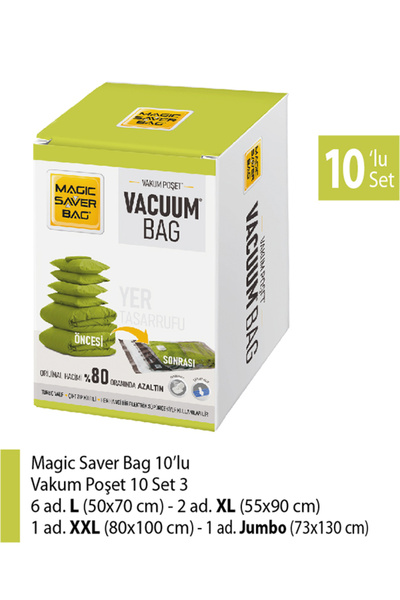 Magic Saver Bag Magıc Saver Bag 10'lu Vakumlu Poşet Seti 3