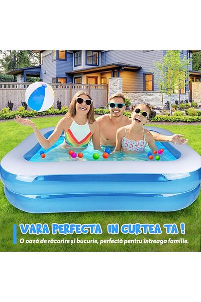 Pitikot Pitikot® inflatable pool, rectangular, 2 layers, 201x150x45 cm, with soft floor