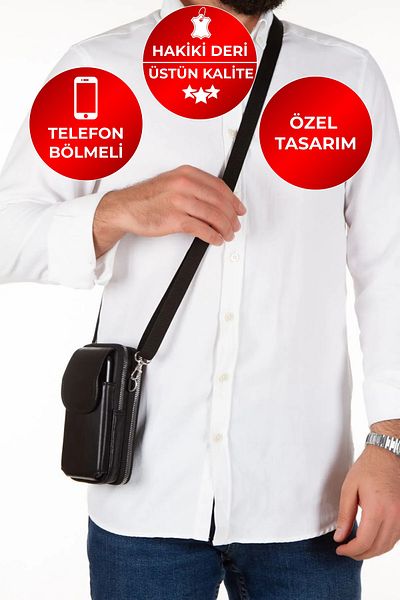 CERFF LEATHER CLUP Suport pentru telefon din piele naturală, suport pentru carduri cu curea pentru umăr și gât