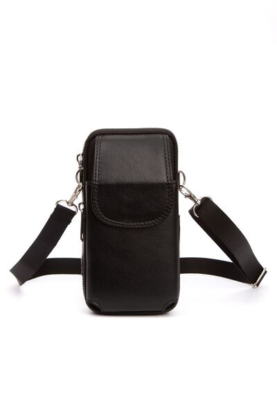 CERFF LEATHER CLUP حافظة هاتف من الجلد الطبيعي وحامل بطاقات مع حزام للكتف والرقبة