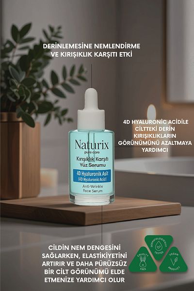 Naturix Anti-Wrinkle Face Serum |   4D Hyaluronic Acid |   Deep Moisturization & Skin Renewal 30 ml