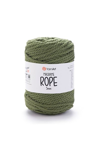 Yarnart Σχοινί Macrame 5 mm - Σχοινί Πλεκτομηχανής Μακραμέ Πράσινο Ελιάς-787