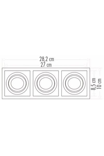 Cata Pars Black Square Spot 3-Piece Recessed Gu-10 Cap (Without Bulb)