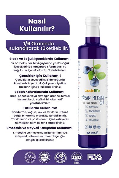 zadelife Yaban Mersini Özü 700 gr (PESTİSİT & AĞIR METAL IÇERMEZ ANALİZLİ)